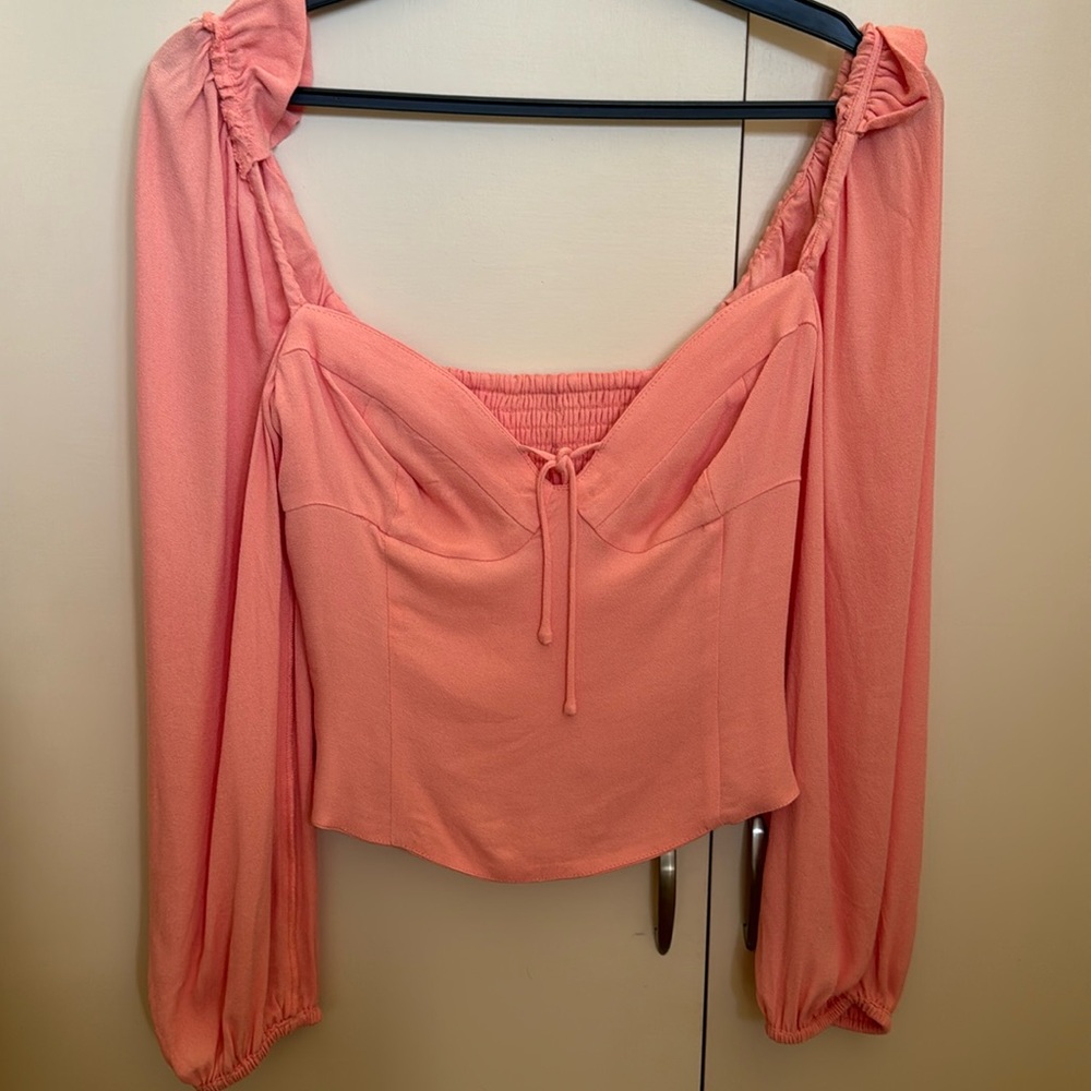 ARITZIA Wilfred Novella Blouse with Bow Size XS Red Long Sleeve